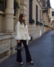 Delina – Cappotto in lana e cashmere con cintura e maniche rimovibili in pelliccia di volpe