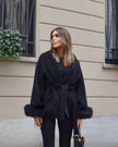 Delina – Cappotto in lana e cashmere con cintura e maniche rimovibili in pelliccia di volpe