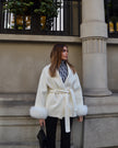 Delina – Cappotto in lana e cashmere con cintura e maniche rimovibili in pelliccia di volpe