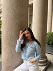 Baby Blue Tweed Cardigan