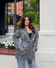Grey Jacquard Cardigan with Belt