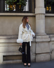 Delina – Cappotto in lana e cashmere con cintura e maniche rimovibili in pelliccia di volpe