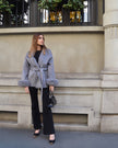 Delina – Cappotto in lana e cashmere con cintura e maniche rimovibili in pelliccia di volpe