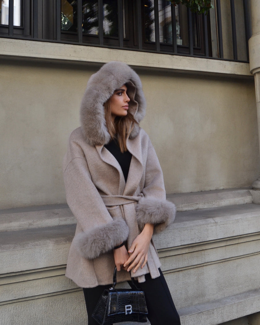 Brera - Cappotto corto in lana merino con cappuccio