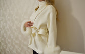 Delina – Wool & Cashmere Coat with Waist Belt and Removable Fox Fur Cuffs