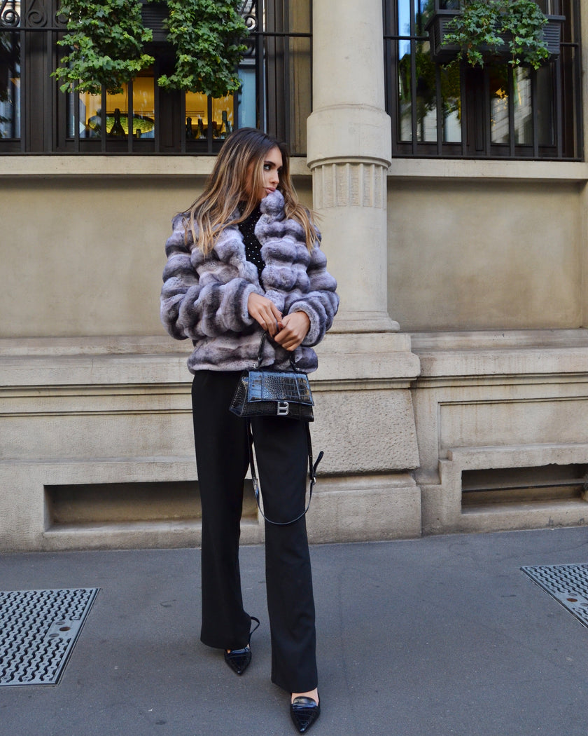 Anastasia – Cappotto corto in eco-pelliccia di cincillà